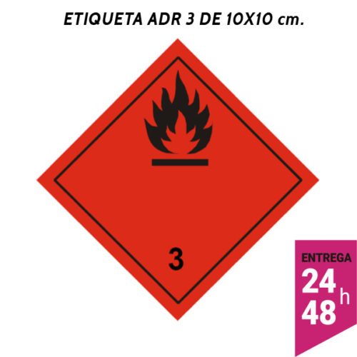 Etiqueta ADR 3 100x100 polipropileno blanco - transporte mercancías peligrosas - Etiqueting