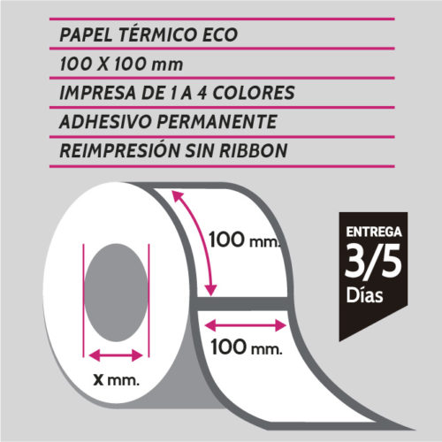etiquetas de papel térmico eco 100x100
