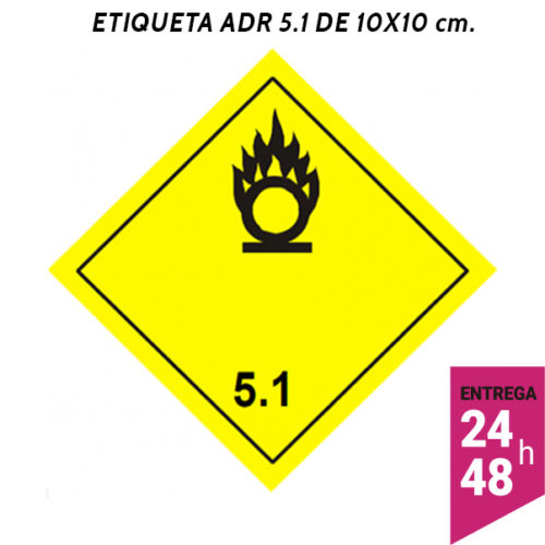 Etiqueta ADR 5.1 100x100 polipropileno blanco - transporte mercancías peligrosas - Etiqueting