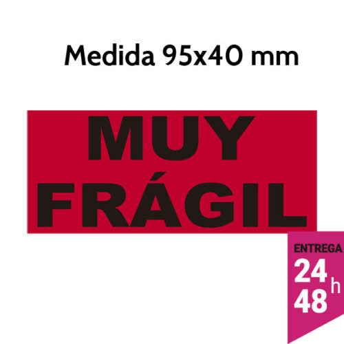 Etiqueta MUY FRAGIL fluorescente rojo 95x40 mm - Etiqueting